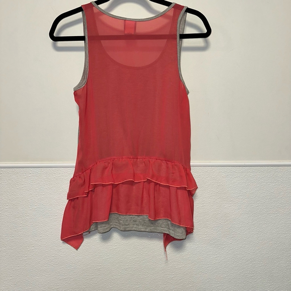 Women's H.I.P. Tank Top Size S Gray and Coral ruffles - Picture 8 of 9